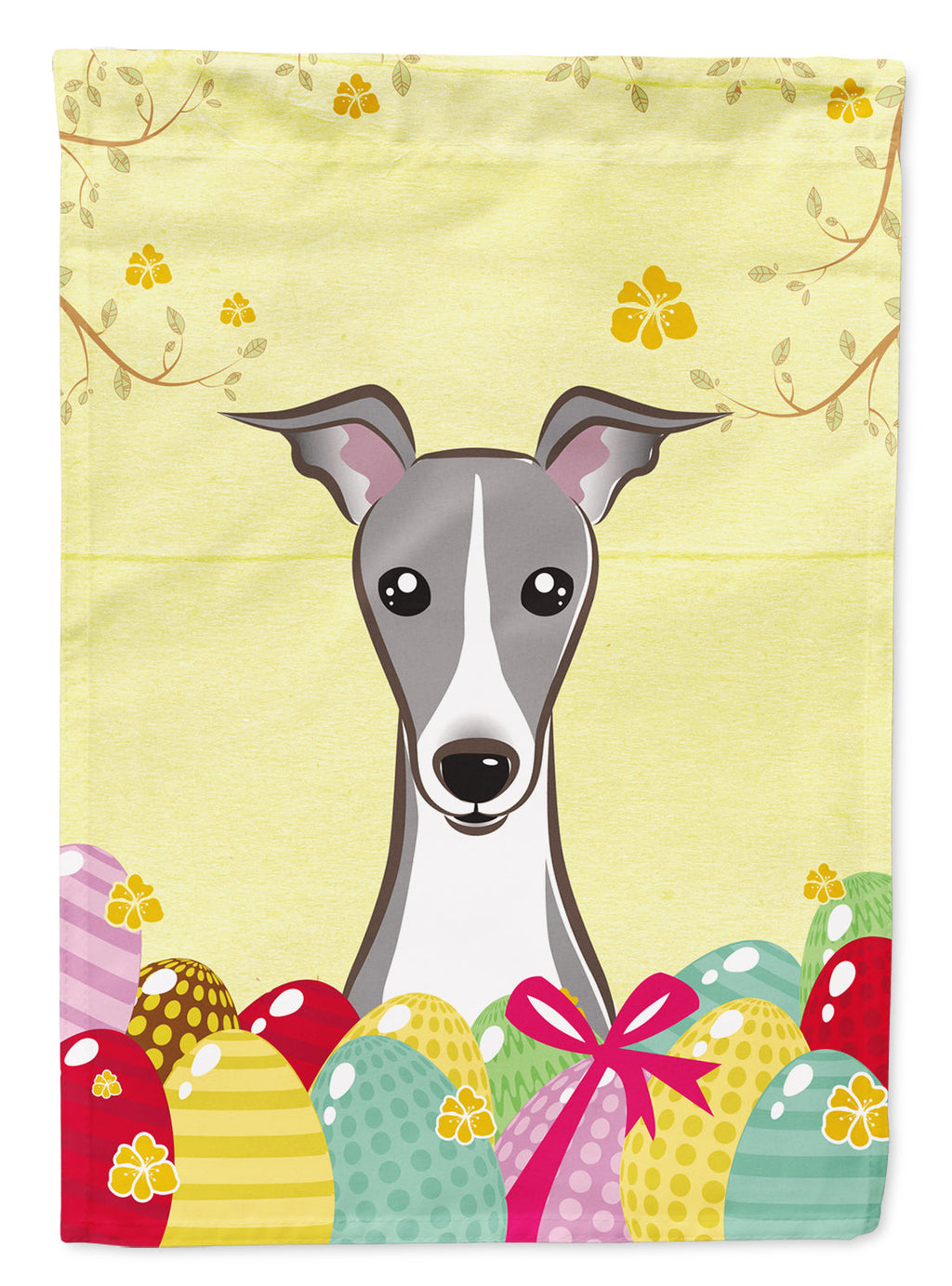 Italian Greyhound Easter Egg Hunt House Flag 28x40 Porch Sleeve Pole Decorative Outside Yard Banner Artwork Wall Hanging, Polyester