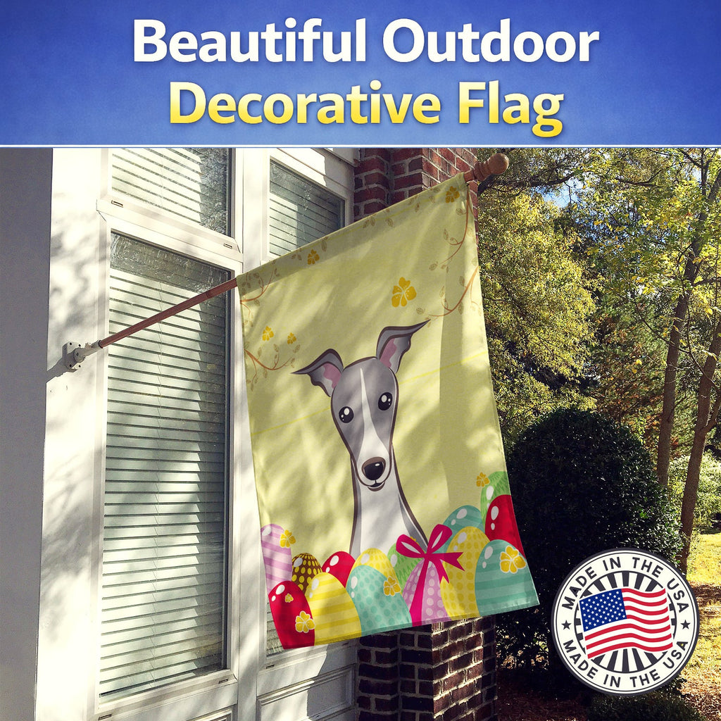 Italian Greyhound Easter Egg Hunt House Flag 28x40 Porch Sleeve Pole Decorative Outside Yard Banner Artwork Wall Hanging, Polyester
