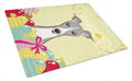 Italian Greyhound Easter Egg Hunt Cutting Board Tempered Glass Kitchen Cutting Surface, Heat Resistant Chopping, Non-Slip Feet, Food Prep & Serving