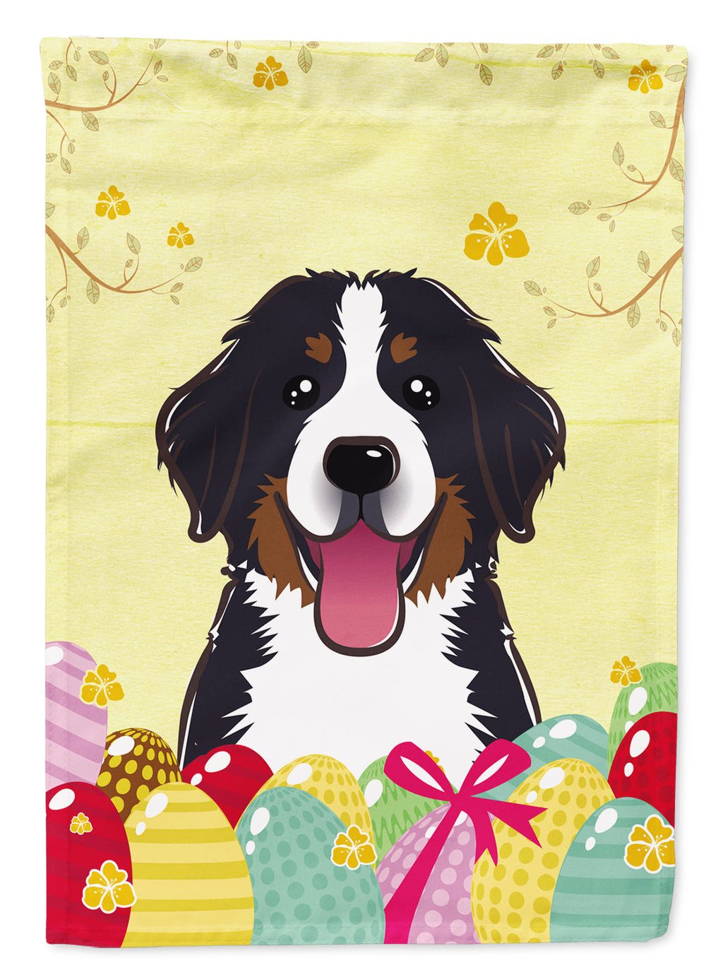 Bernese Mountain Dog Easter Egg Hunt House Flag 28x40 Porch Sleeve Pole Decorative Outside Yard Banner Artwork Wall Hanging, Polyester