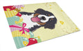 Bernese Mountain Dog Easter Egg Hunt Cutting Board Tempered Glass Kitchen Cutting Surface, Heat Resistant Chopping, Non-Slip Feet, Food Prep & Serving