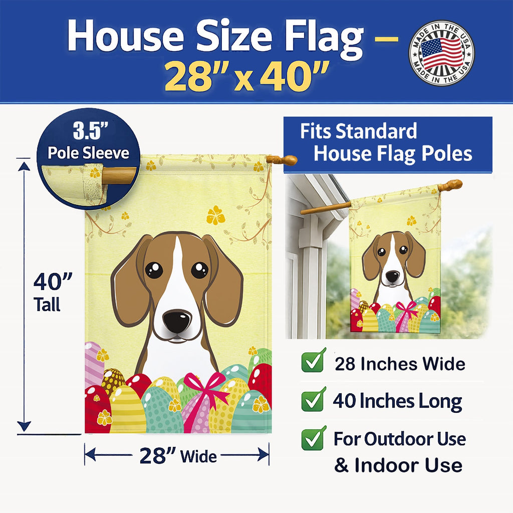 Beagle Easter Egg Hunt House Flag 28x40 Porch Sleeve Pole Decorative Outside Yard Banner Artwork Wall Hanging, Polyester