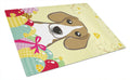 Beagle Easter Egg Hunt Cutting Board Tempered Glass Kitchen Cutting Surface, Heat Resistant Chopping, Non-Slip Feet, Food Prep & Serving