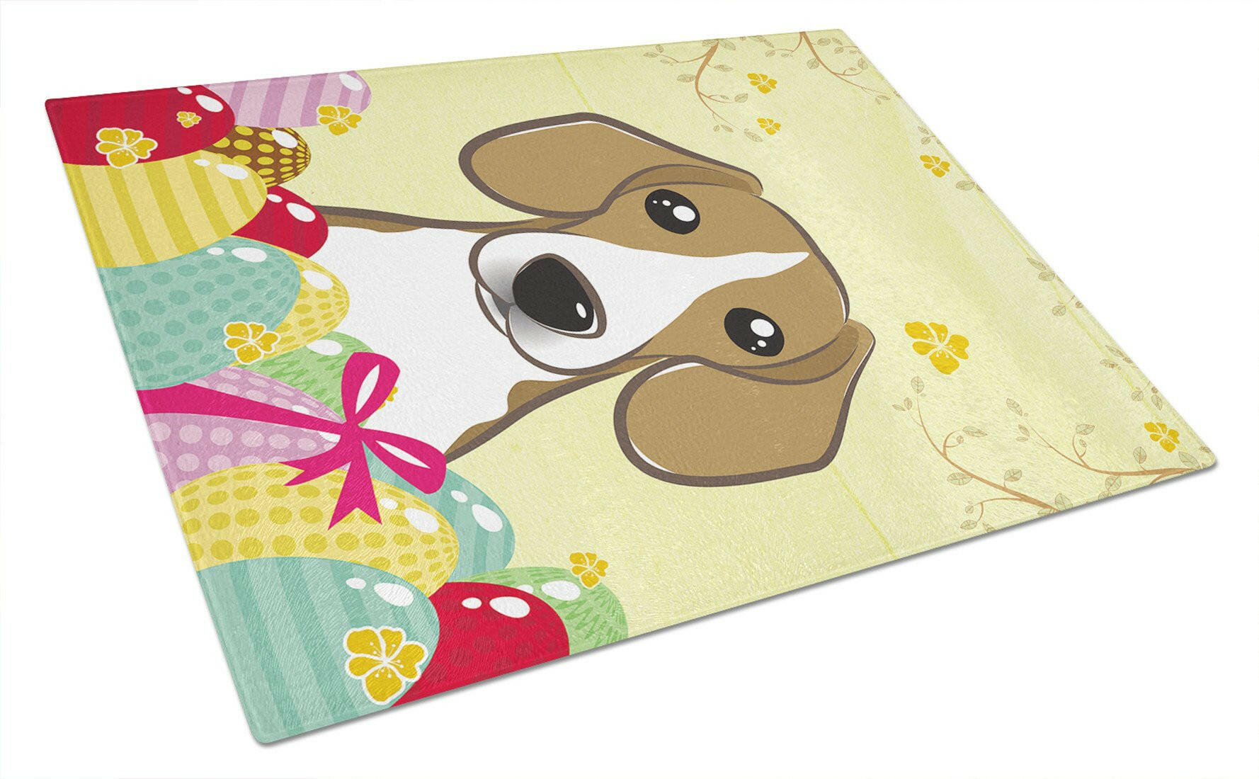 Beagle Easter Egg Hunt Cutting Board Tempered Glass Kitchen Cutting Surface, Heat Resistant Chopping, Non-Slip Feet, Food Prep & Serving