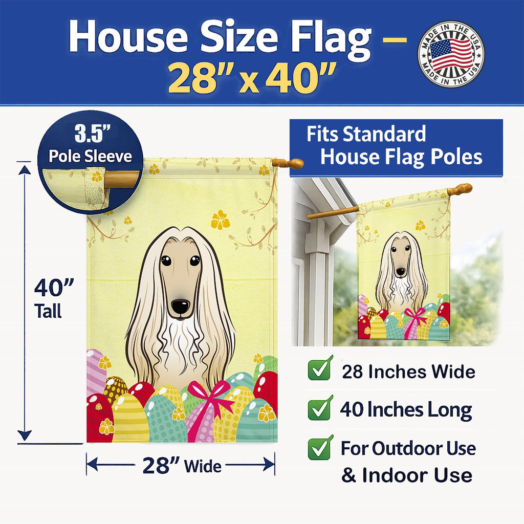 Afghan Hound Easter Egg Hunt House Flag 28x40 Porch Sleeve Pole Decorative Outside Yard Banner Artwork Wall Hanging, Polyester
