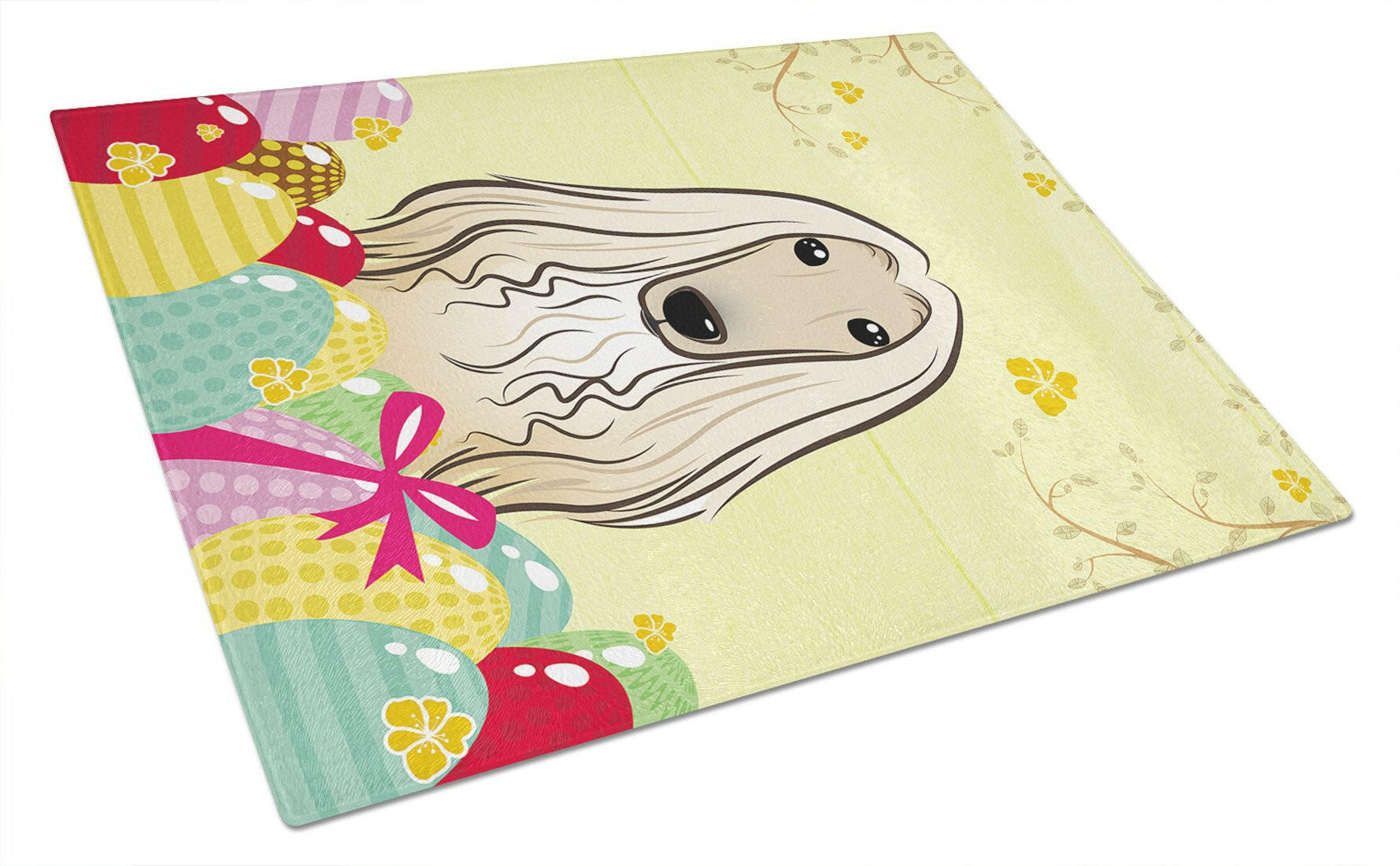 Afghan Hound Easter Egg Hunt Cutting Board Tempered Glass Kitchen Cutting Surface, Heat Resistant Chopping, Non-Slip Feet, Food Prep & Serving