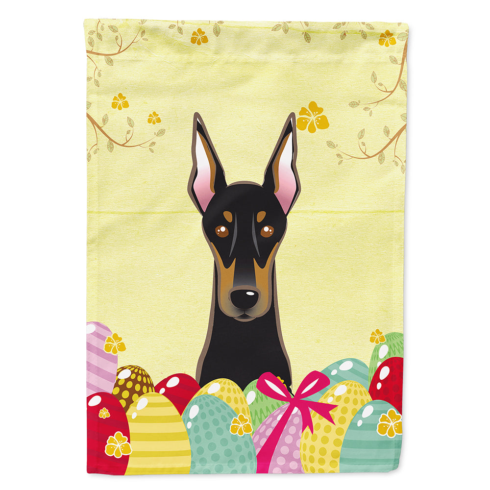 Doberman Easter Egg Hunt House Flag 28x40 Porch Sleeve Pole Decorative Outside Yard Banner Artwork Wall Hanging, Polyester