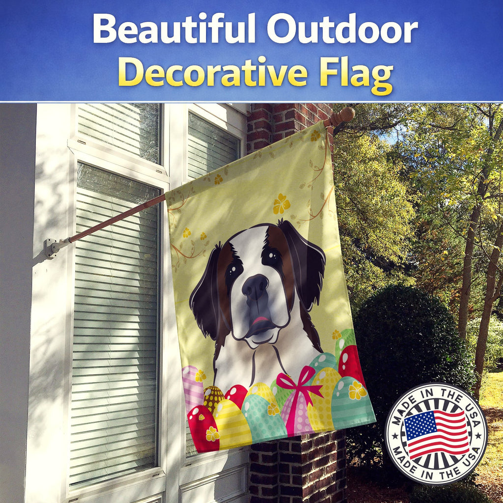 Saint Bernard Easter Egg Hunt House Flag 28x40 Porch Sleeve Pole Decorative Outside Yard Banner Artwork Wall Hanging, Polyester