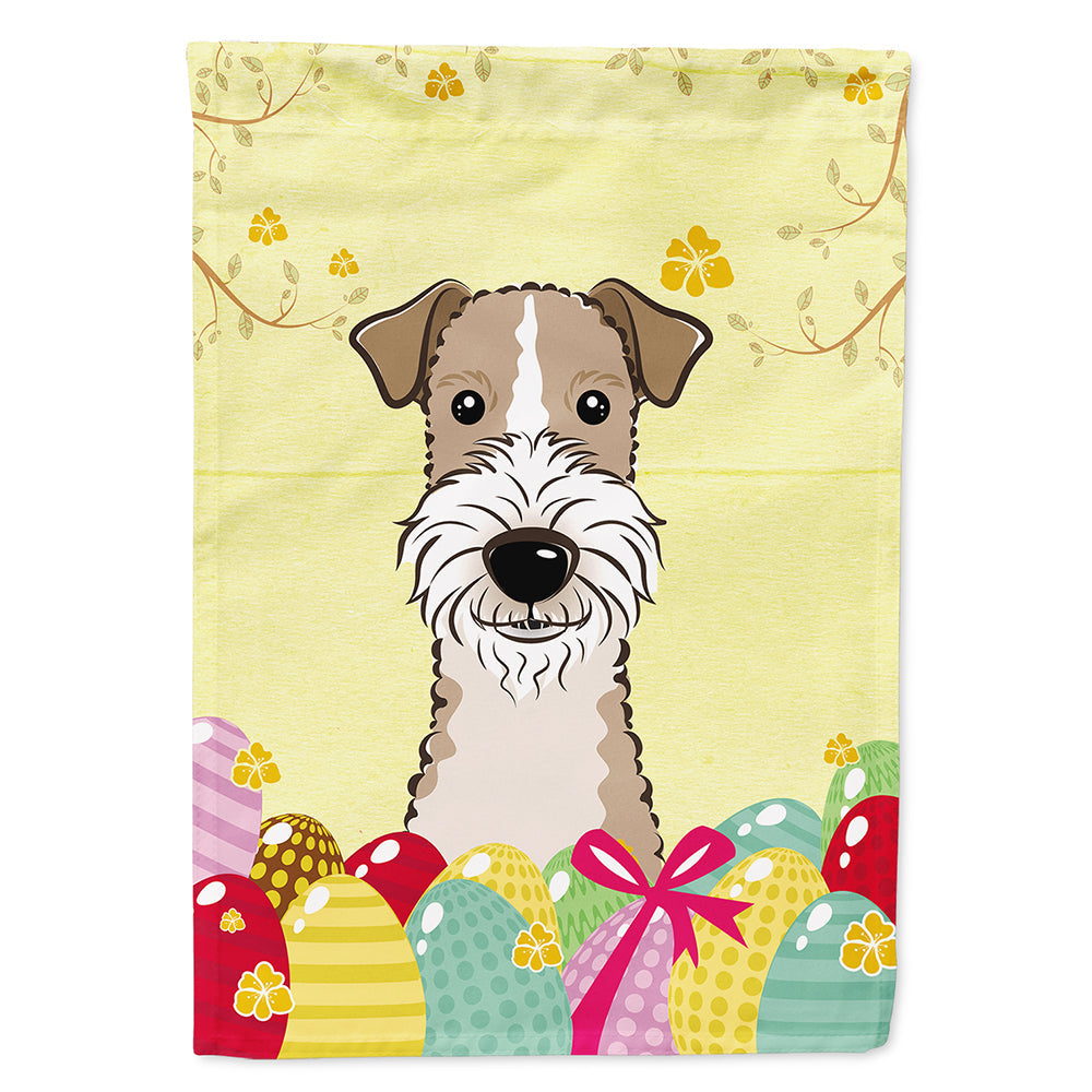Wire Haired Fox Terrier Easter Egg Hunt House Flag 28x40 Porch Sleeve Pole Decorative Outside Yard Banner Artwork Wall Hanging, Polyester