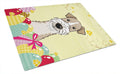 Wire Haired Fox Terrier Easter Egg Hunt Cutting Board Tempered Glass Kitchen Cutting Surface, Heat Resistant Chopping, Non-Slip Feet, Food Prep & Serving