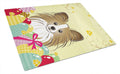 Papillon Easter Egg Hunt Cutting Board Tempered Glass Kitchen Cutting Surface, Heat Resistant Chopping, Non-Slip Feet, Food Prep & Serving