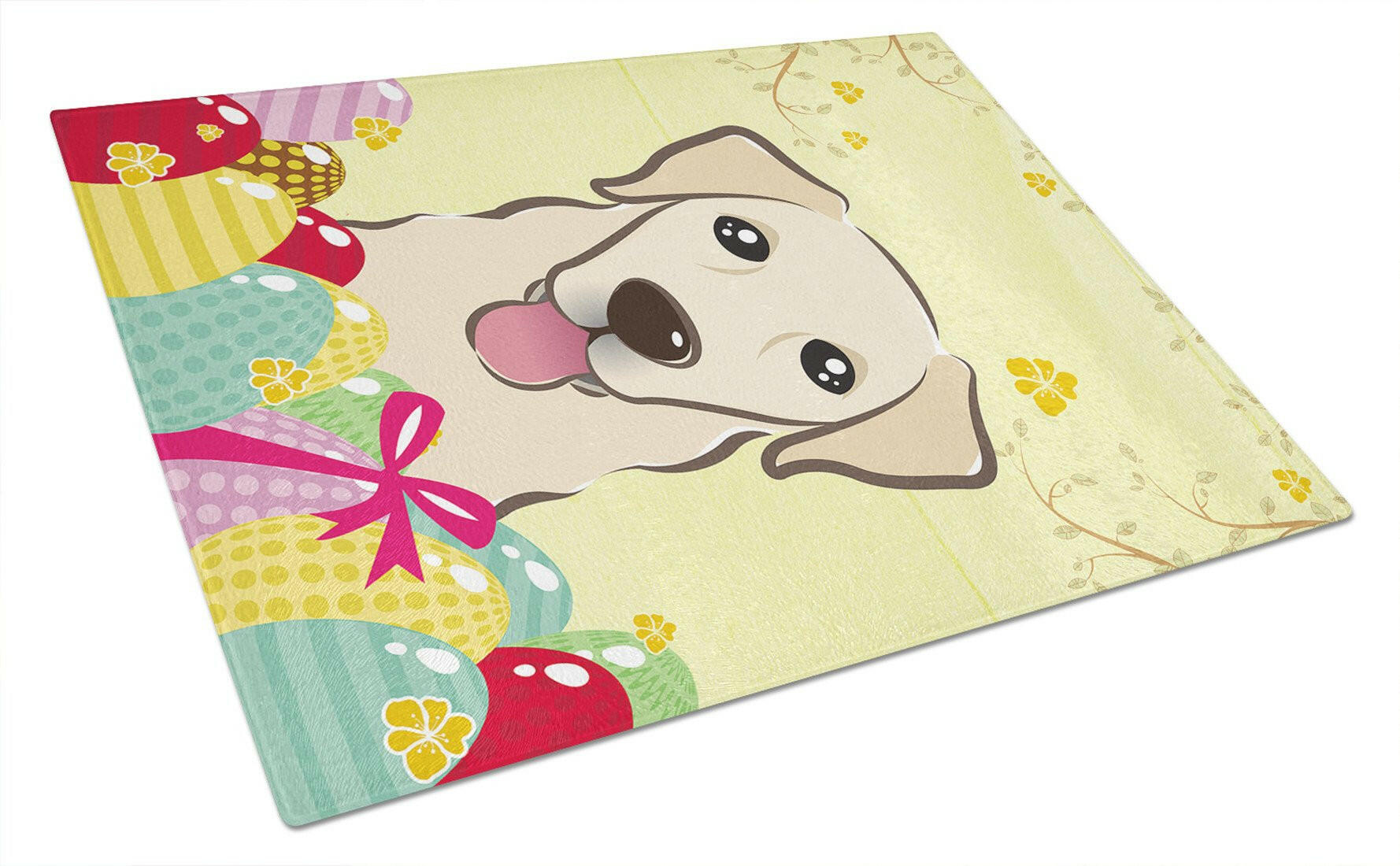 Golden Retriever Easter Egg Hunt Cutting Board Tempered Glass Kitchen Cutting Surface, Heat Resistant Chopping, Non-Slip Feet, Food Prep & Serving