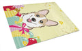 Sable Corgi Easter Egg Hunt Cutting Board Tempered Glass Kitchen Cutting Surface, Heat Resistant Chopping, Non-Slip Feet, Food Prep & Serving