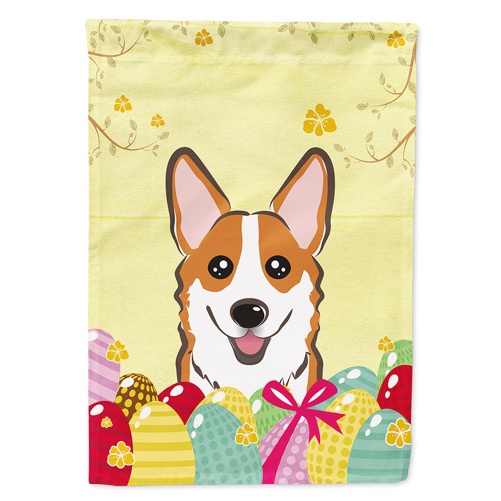 Red Corgi Easter Egg Hunt House Flag 28x40 Porch Sleeve Pole Decorative Outside Yard Banner Artwork Wall Hanging, Polyester