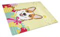 Red Corgi Easter Egg Hunt Cutting Board Tempered Glass Kitchen Cutting Surface, Heat Resistant Chopping, Non-Slip Feet, Food Prep & Serving