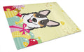 Tricolor Corgi Easter Egg Hunt Cutting Board Tempered Glass Kitchen Cutting Surface, Heat Resistant Chopping, Non-Slip Feet, Food Prep & Serving