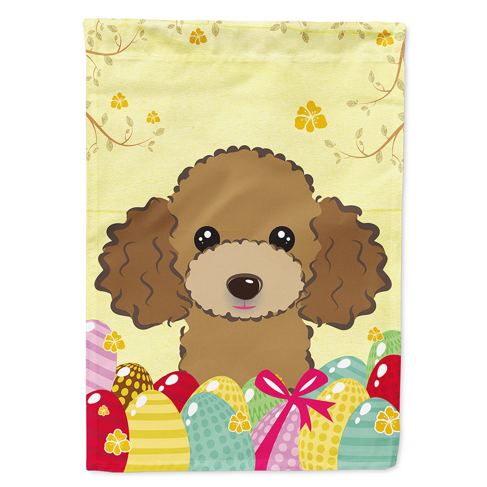 Chocolate Brown Poodle Easter Egg Hunt House Flag 28x40 Porch Sleeve Pole Decorative Outside Yard Banner Artwork Wall Hanging, Polyester