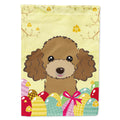 Chocolate Brown Poodle Easter Egg Hunt House Flag 28x40 Porch Sleeve Pole Decorative Outside Yard Banner Artwork Wall Hanging, Polyester
