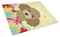 Chocolate Brown Poodle Easter Egg Hunt Cutting Board Tempered Glass Kitchen Cutting Surface, Heat Resistant Chopping, Non-Slip Feet, Food Prep & Serving