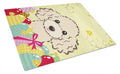 Buff Poodle Easter Egg Hunt Cutting Board Tempered Glass Kitchen Cutting Surface, Heat Resistant Chopping, Non-Slip Feet, Food Prep & Serving