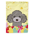 Silver Gray Poodle Easter Egg Hunt House Flag 28x40 Porch Sleeve Pole Decorative Outside Yard Banner Artwork Wall Hanging, Polyester