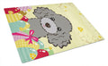 Silver Gray Poodle Easter Egg Hunt Cutting Board Tempered Glass Kitchen Cutting Surface, Heat Resistant Chopping, Non-Slip Feet, Food Prep & Serving