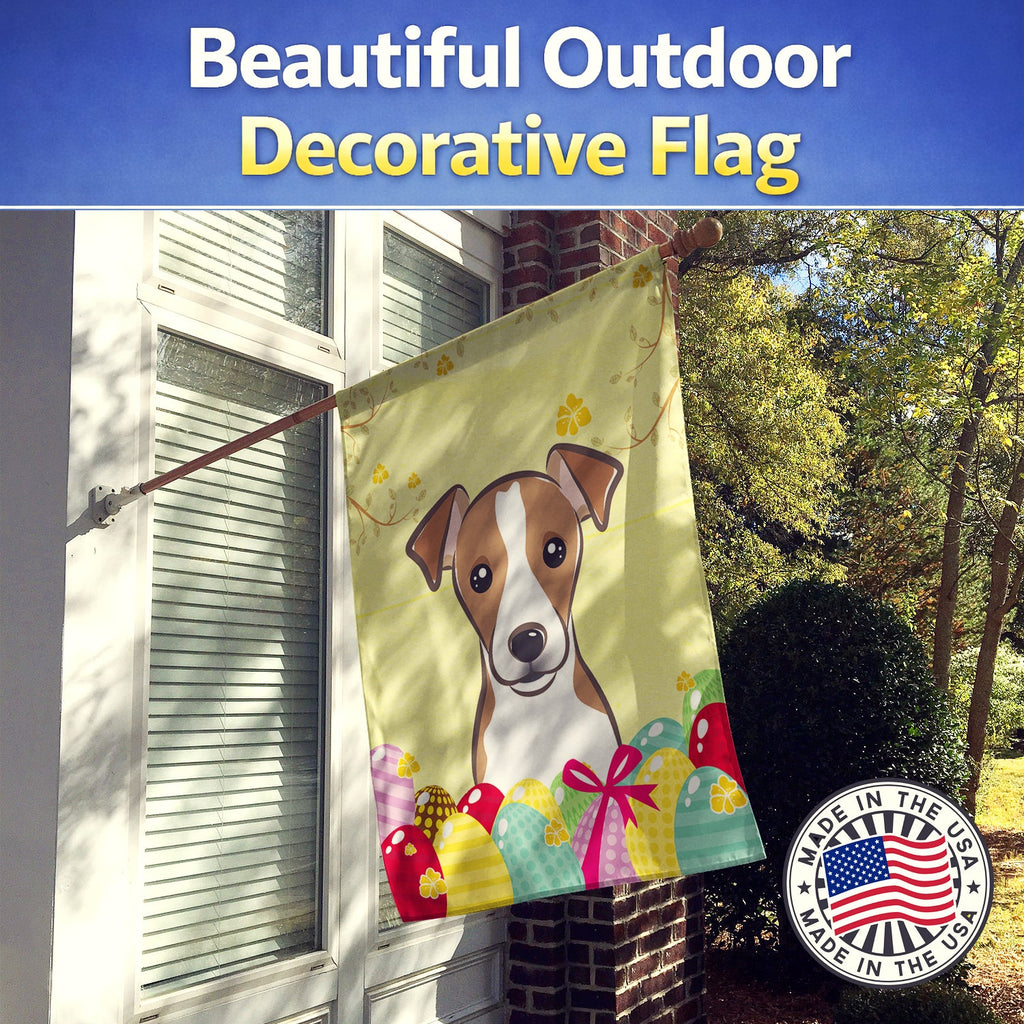 Jack Russell Terrier Easter Egg Hunt House Flag 28x40 Porch Sleeve Pole Decorative Outside Yard Banner Artwork Wall Hanging, Polyester