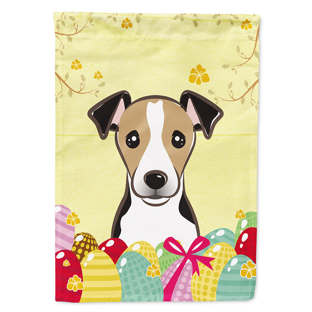 Jack Russell Terrier Easter Egg Hunt House Flag 28x40 Porch Sleeve Pole Decorative Outside Yard Banner Artwork Wall Hanging, Polyester