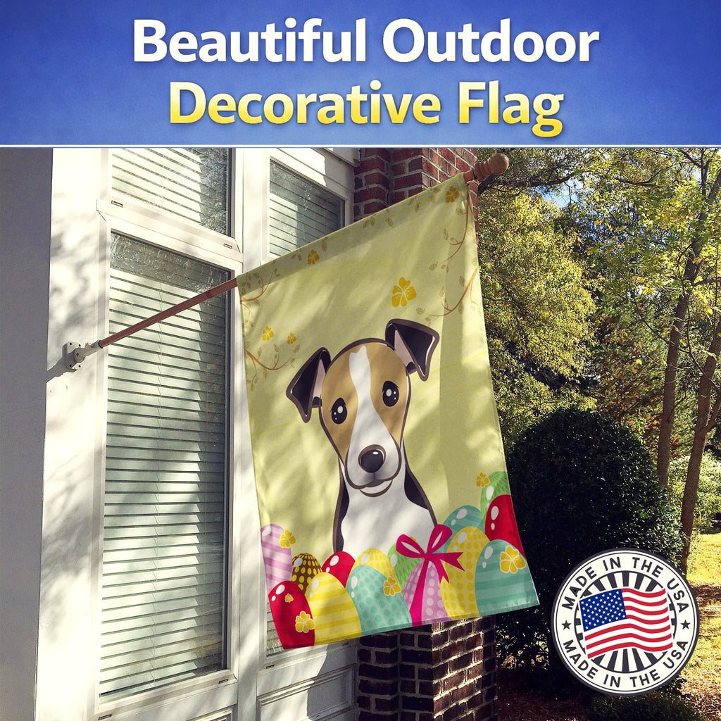 Jack Russell Terrier Easter Egg Hunt House Flag 28x40 Porch Sleeve Pole Decorative Outside Yard Banner Artwork Wall Hanging, Polyester
