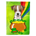 Jack Russell Terrier St. Patrick's Day House Flag 28x40 Porch Sleeve Pole Decorative Outside Yard Banner Artwork Wall Hanging, Polyester