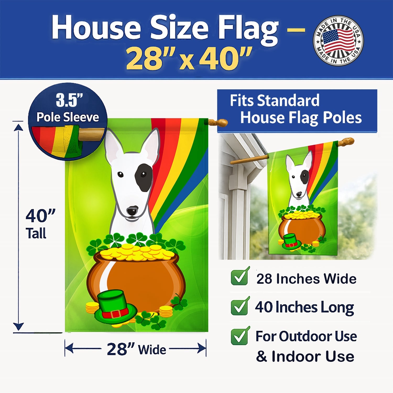 House Flag 28x40 Porch Sleeve Pole Decorative Outside Yard Banner Artwork Wall Hanging, Polyester