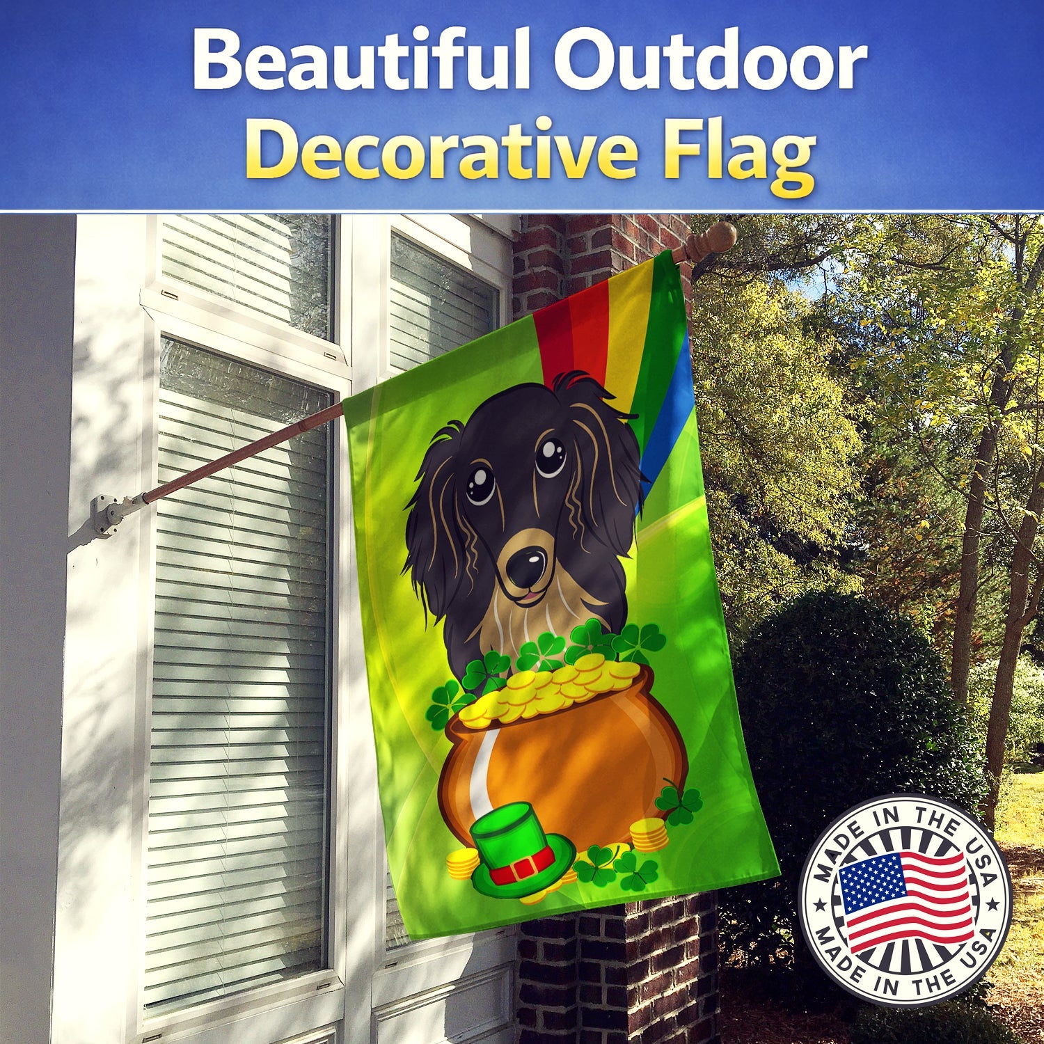 House Flag 28x40 Porch Sleeve Pole Decorative Outside Yard Banner Artwork Wall Hanging, Polyester