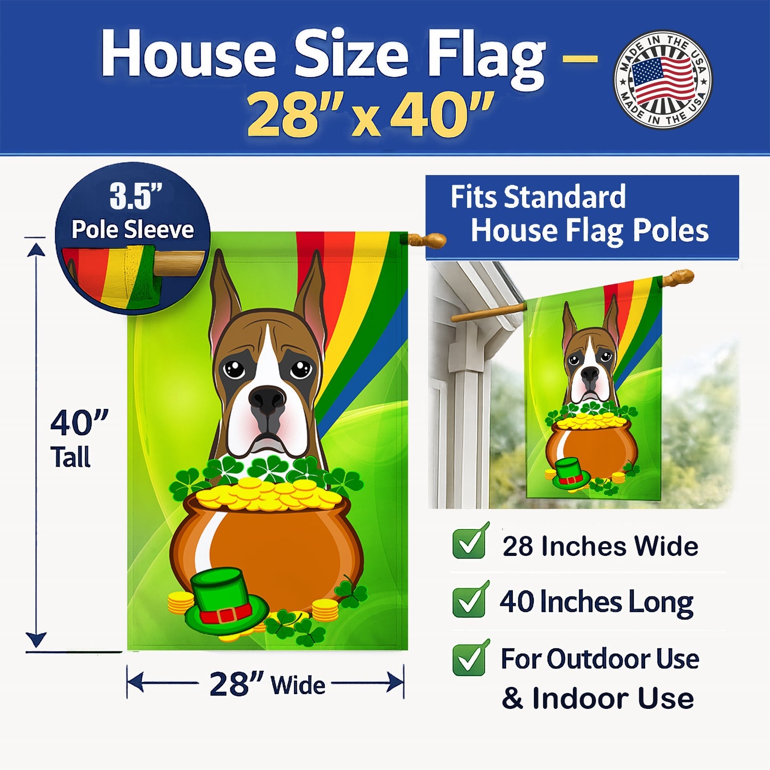 House Flag 28x40 Porch Sleeve Pole Decorative Outside Yard Banner Artwork Wall Hanging, Polyester