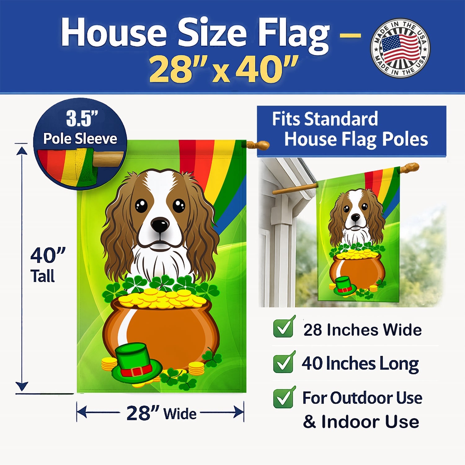 House Flag 28x40 Porch Sleeve Pole Decorative Outside Yard Banner Artwork Wall Hanging, Polyester
