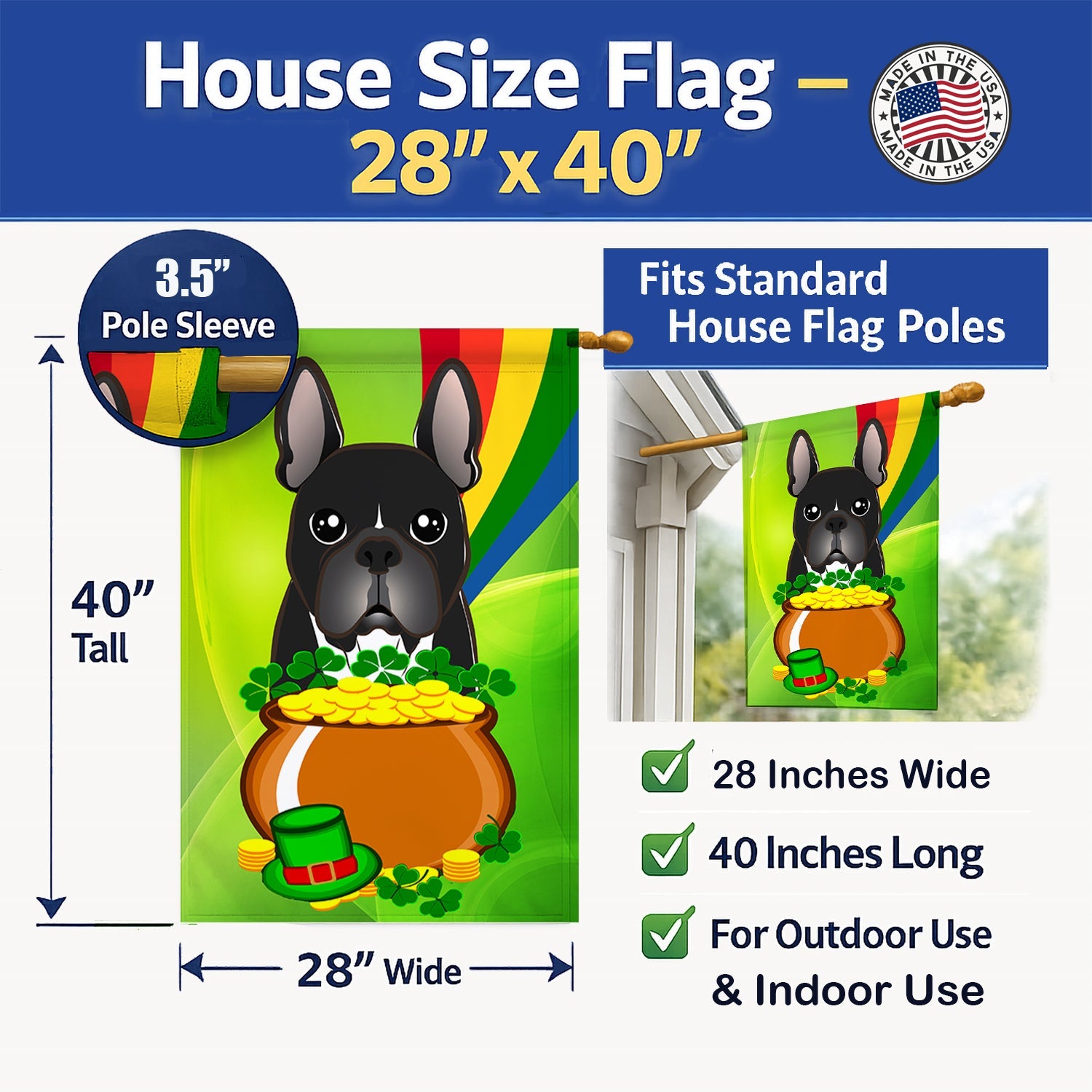 House Flag 28x40 Porch Sleeve Pole Decorative Outside Yard Banner Artwork Wall Hanging, Polyester