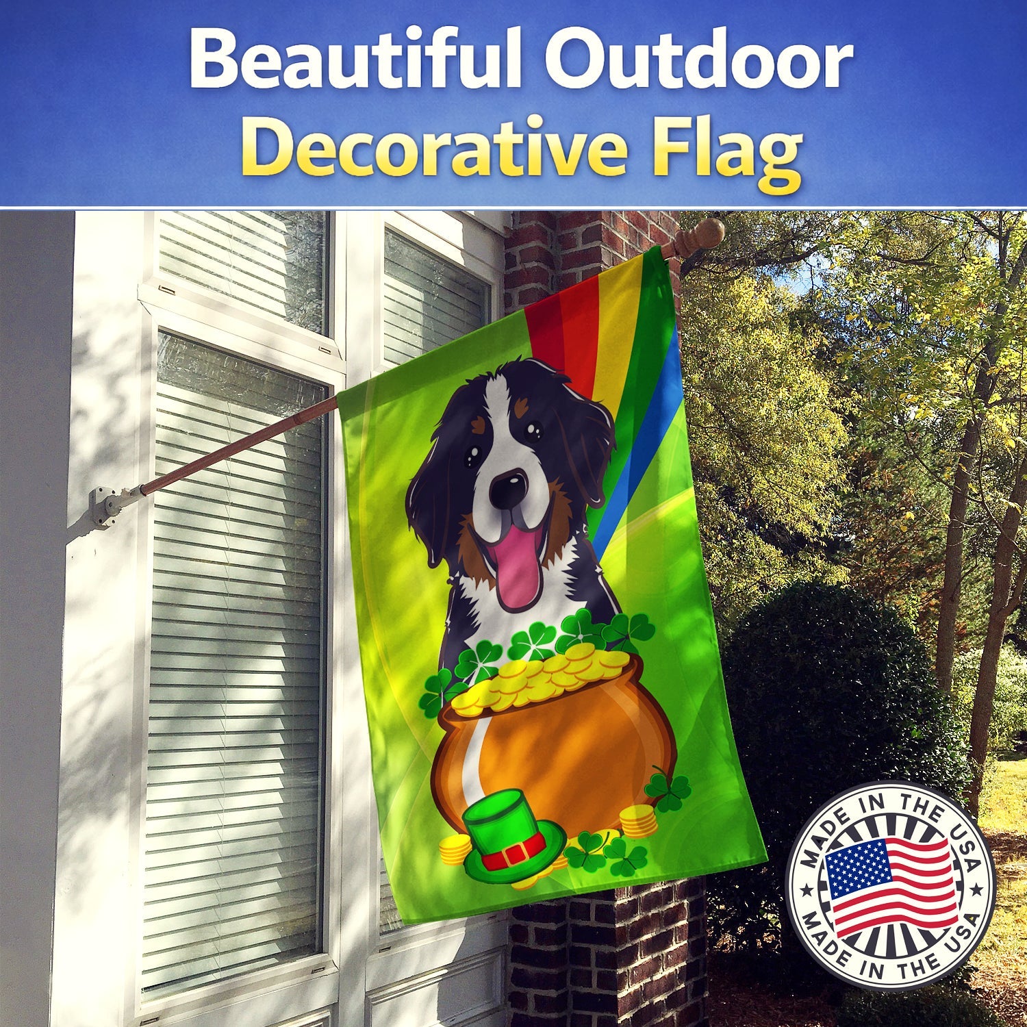 House Flag 28x40 Porch Sleeve Pole Decorative Outside Yard Banner Artwork Wall Hanging, Polyester