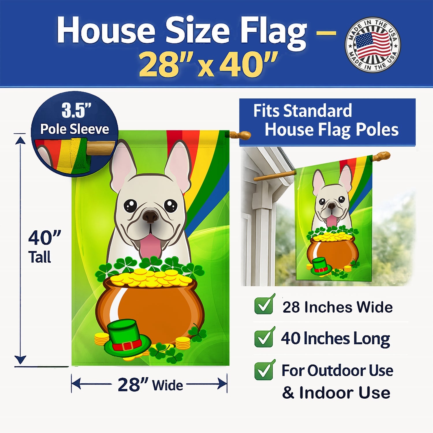 House Flag 28x40 Porch Sleeve Pole Decorative Outside Yard Banner Artwork Wall Hanging, Polyester
