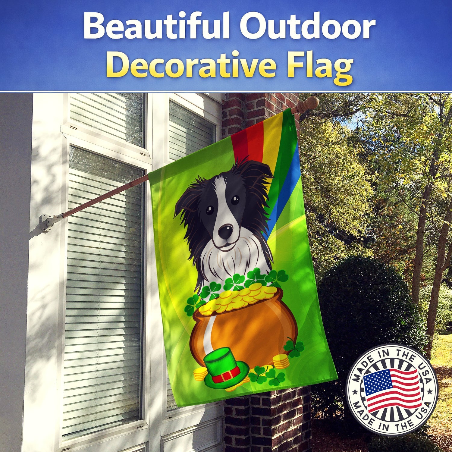 House Flag 28x40 Porch Sleeve Pole Decorative Outside Yard Banner Artwork Wall Hanging, Polyester