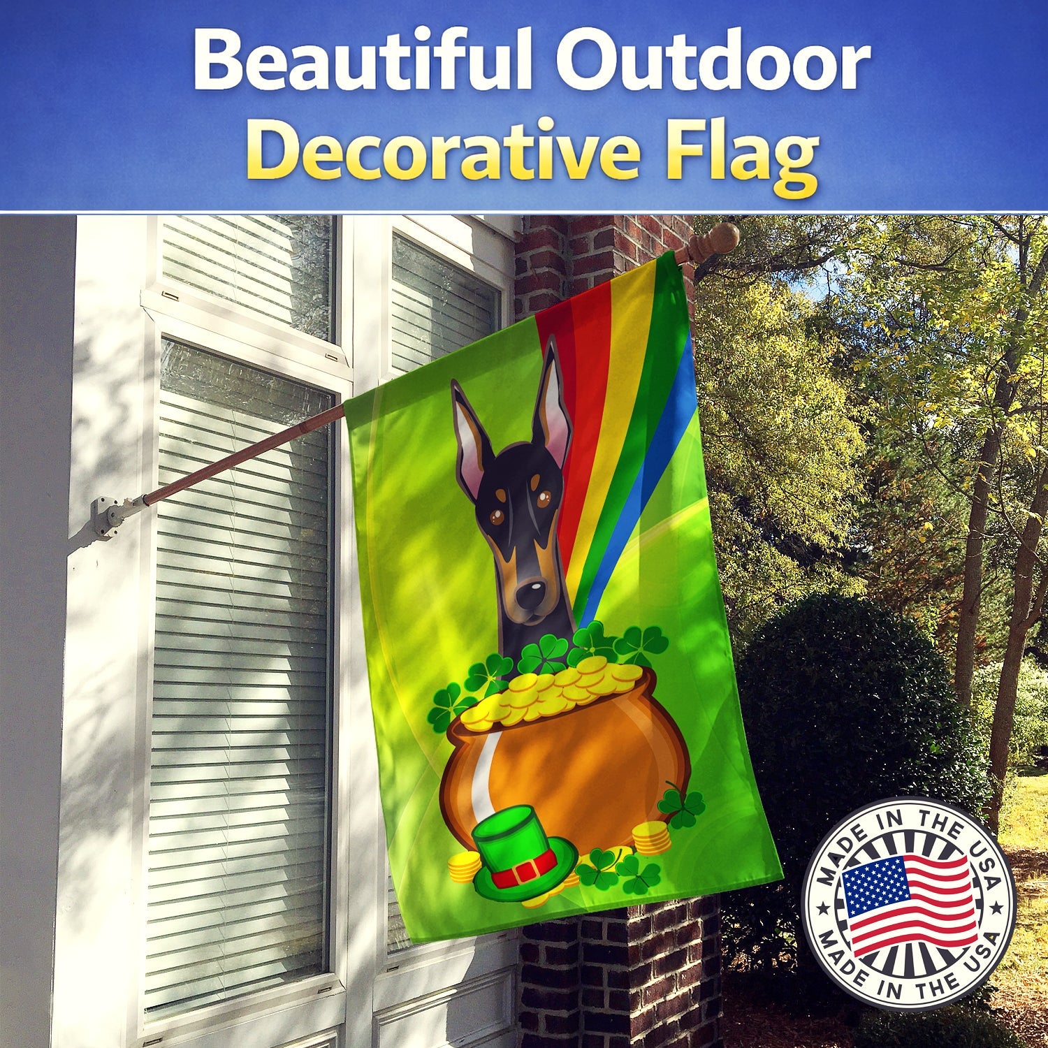 House Flag 28x40 Porch Sleeve Pole Decorative Outside Yard Banner Artwork Wall Hanging, Polyester