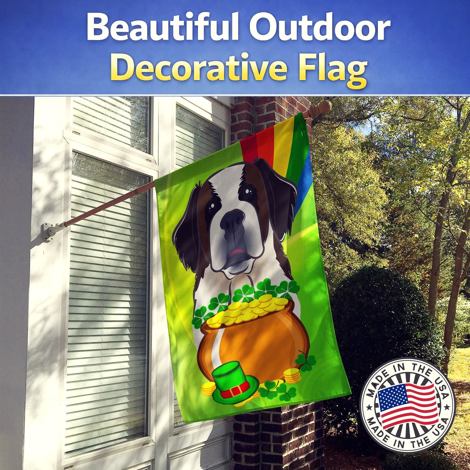 House Flag 28x40 Porch Sleeve Pole Decorative Outside Yard Banner Artwork Wall Hanging, Polyester