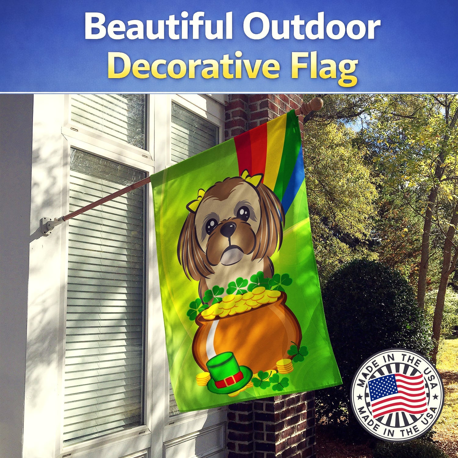 House Flag 28x40 Porch Sleeve Pole Decorative Outside Yard Banner Artwork Wall Hanging, Polyester