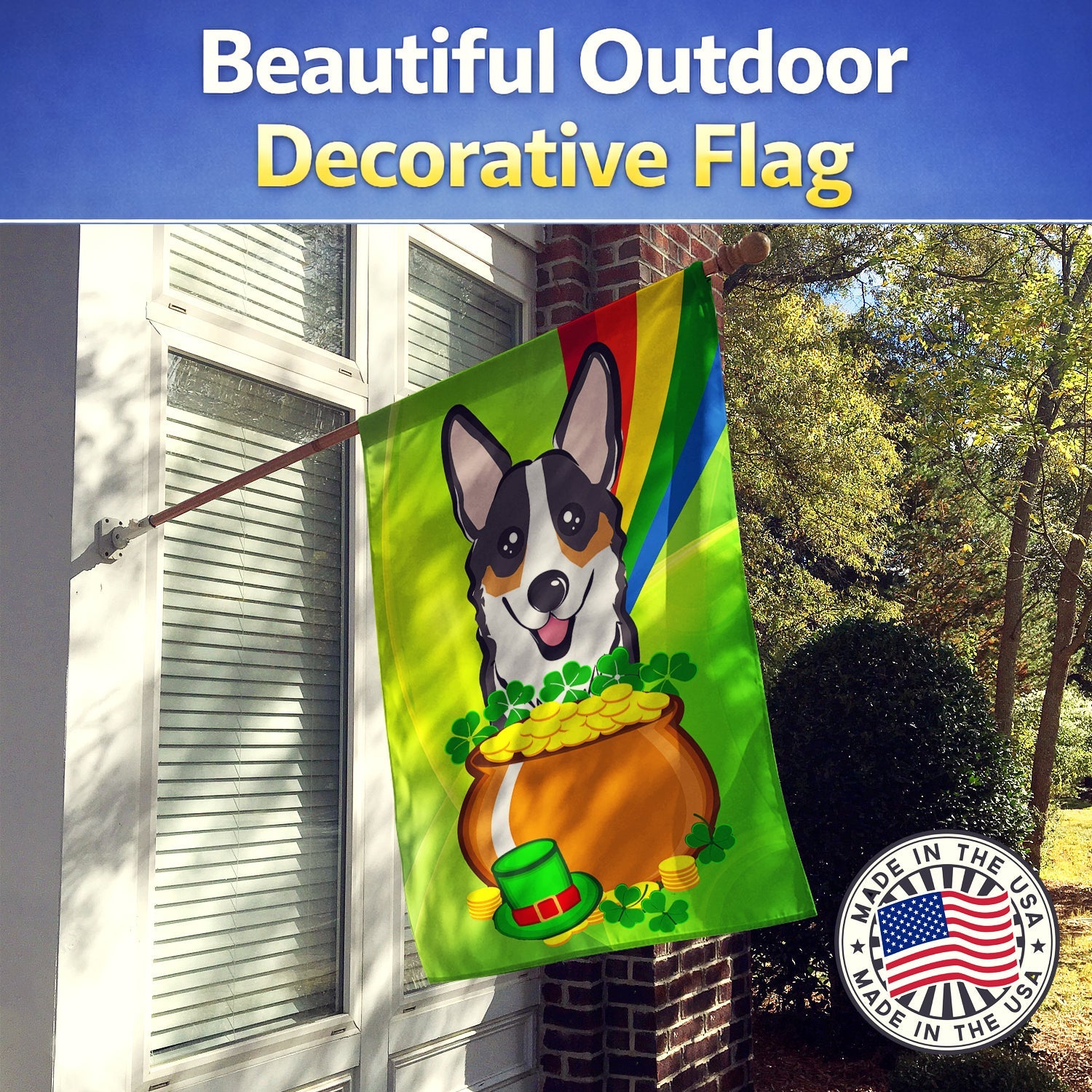 House Flag 28x40 Porch Sleeve Pole Decorative Outside Yard Banner Artwork Wall Hanging, Polyester