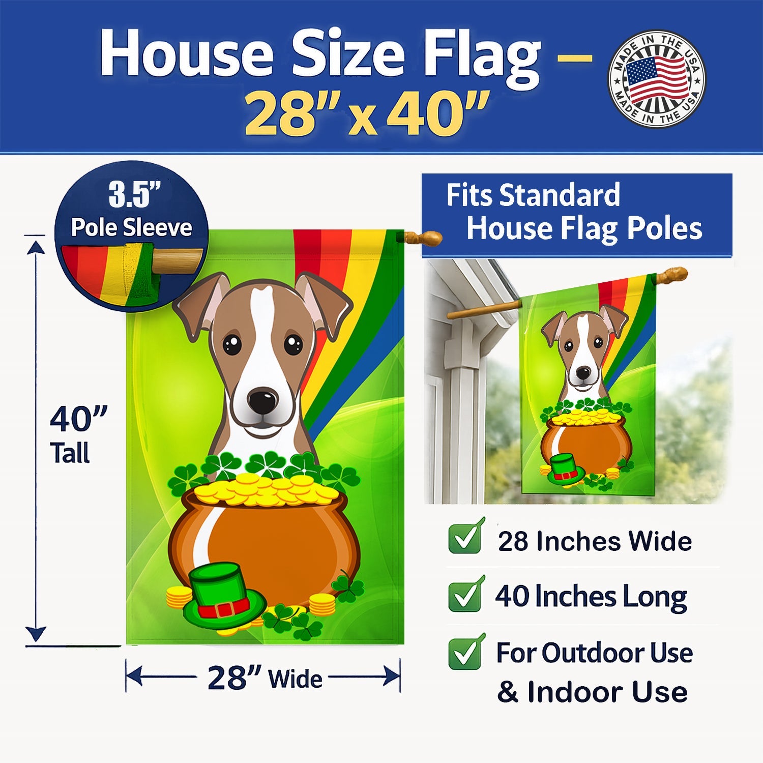 House Flag 28x40 Porch Sleeve Pole Decorative Outside Yard Banner Artwork Wall Hanging, Polyester