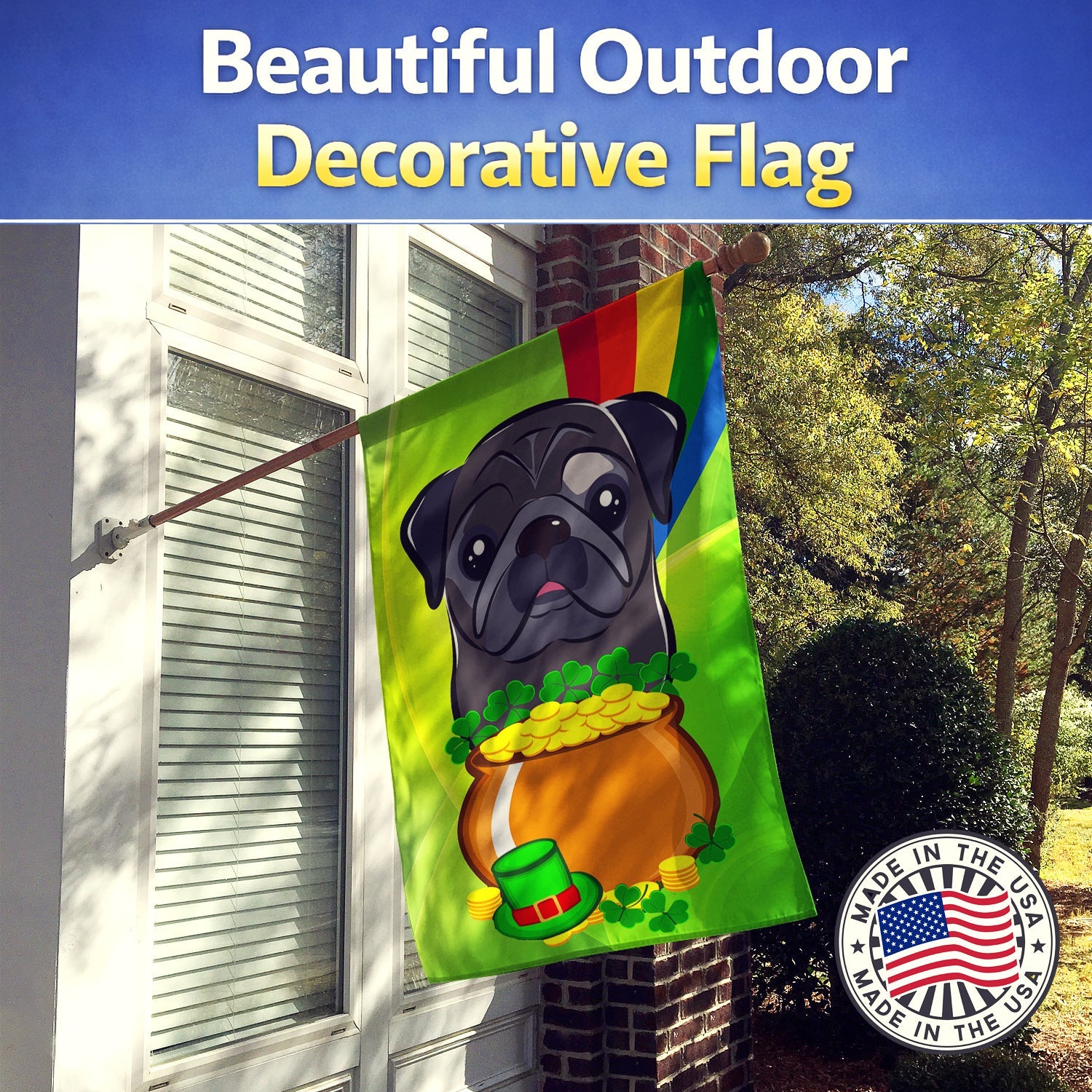 House Flag 28x40 Porch Sleeve Pole Decorative Outside Yard Banner Artwork Wall Hanging, Polyester