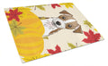 Jack Russell Terrier Thanksgiving Cutting Board Tempered Glass Kitchen Cutting Surface, Heat Resistant Chopping, Non-Slip Feet, Food Prep & Serving