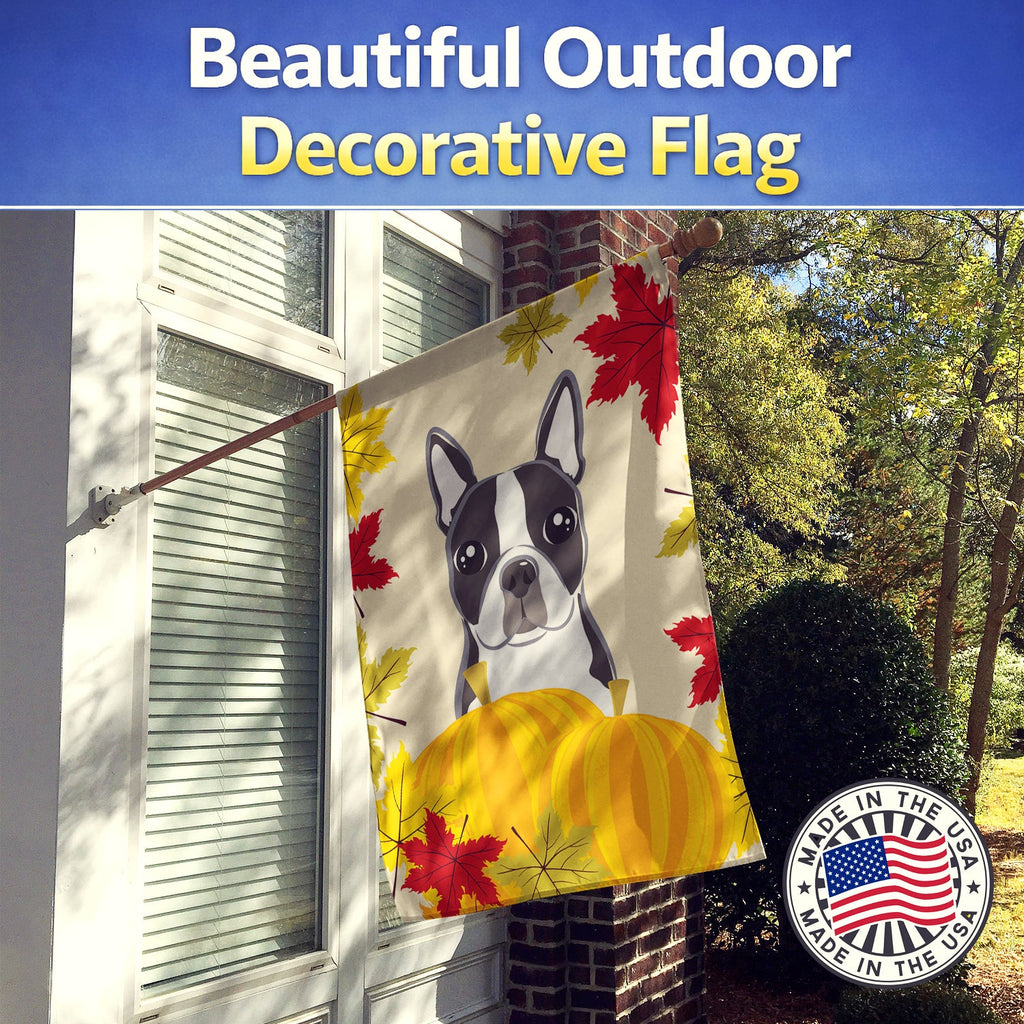 Boston Terrier Thanksgiving House Flag 28x40 Porch Sleeve Pole Decorative Outside Yard Banner Artwork Wall Hanging, Polyester