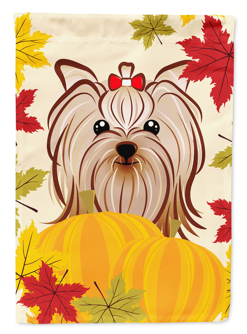 Yorkie Yorkishire Terrier Thanksgiving House Flag 28x40 Porch Sleeve Pole Decorative Outside Yard Banner Artwork Wall Hanging, Polyester