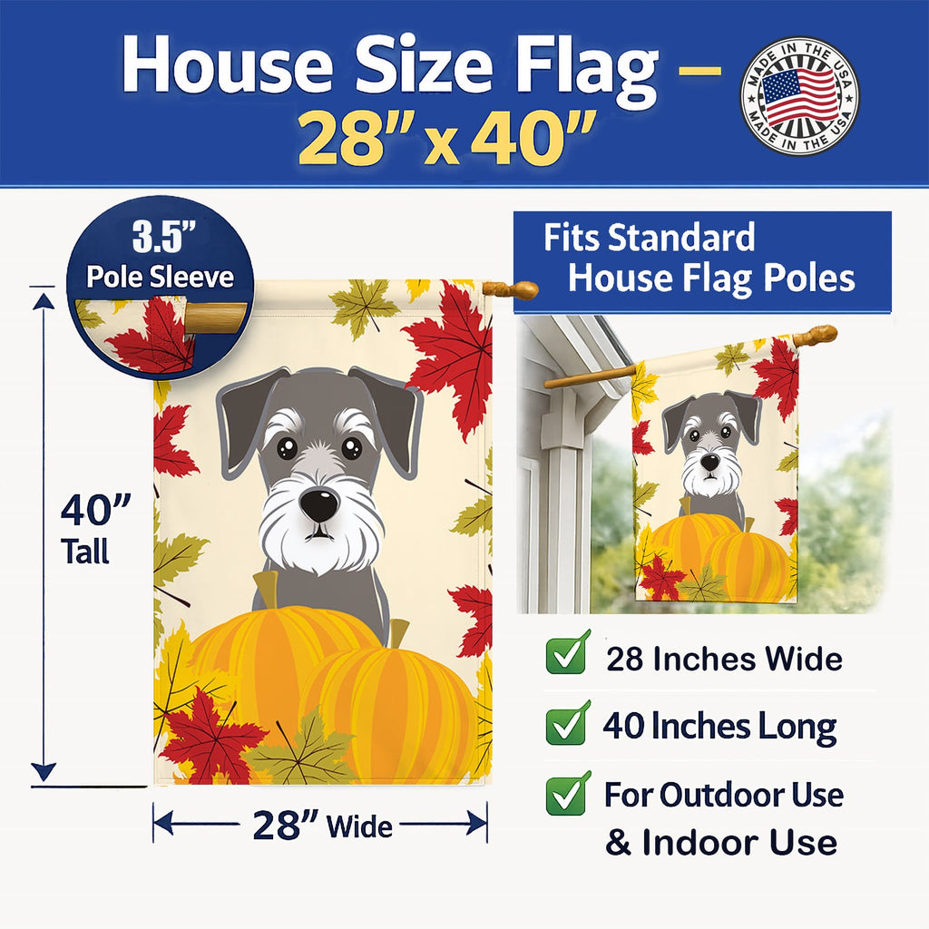 Schnauzer Thanksgiving House Flag 28x40 Porch Sleeve Pole Decorative Outside Yard Banner Artwork Wall Hanging, Polyester