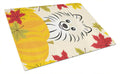 Pomeranian Thanksgiving Cutting Board Tempered Glass Kitchen Cutting Surface, Heat Resistant Chopping, Non-Slip Feet, Food Prep & Serving