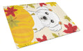 Maltese Thanksgiving Cutting Board Tempered Glass Kitchen Cutting Surface, Heat Resistant Chopping, Non-Slip Feet, Food Prep & Serving